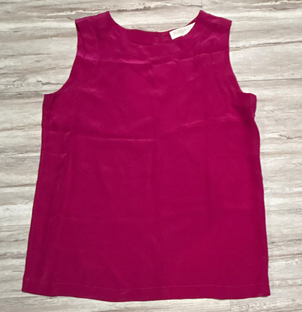 Valerie Stevens Silk Satin Shell Blouse Pink Sleeveless Round Neck Size M
